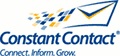 constant contact logo Blue constant contact logo with the words of the company name and an envelope flying through the air