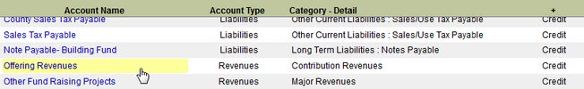 revenue chart of account Chart of Accounts - One Revenue Account show highlighted