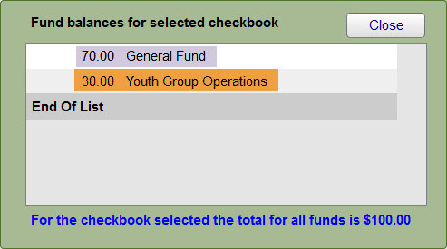 fund balances window Fund Balances window that shows the two fund balances