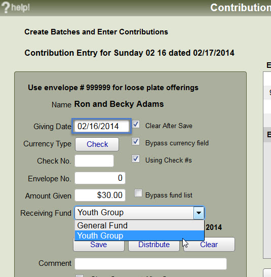 entering contribution entries Contribution Batch Entry window to enter donations in