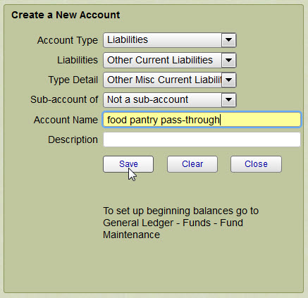 Create Pass-Through Liability Account