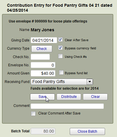 Record Pass-Through Donations