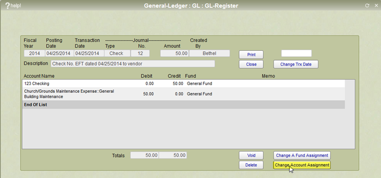 Changing an Account Assignment