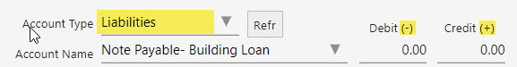 Liabilities have a normal credit balance as shown here on the liability selection.