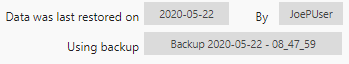 Image showing the informational fields like the user that did the last back on the church software, what date it was completed on, and which back was used.