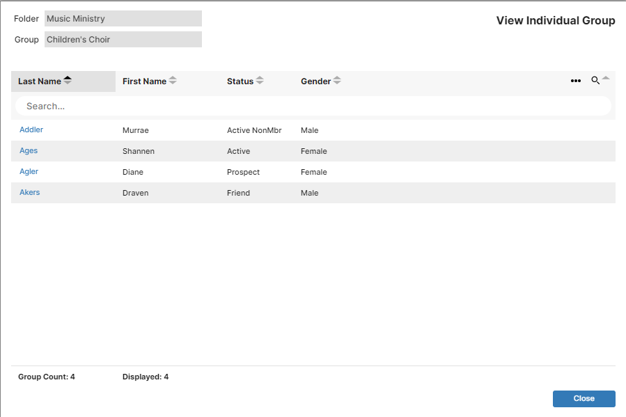 Screenshot of changes to IconCMO group members window