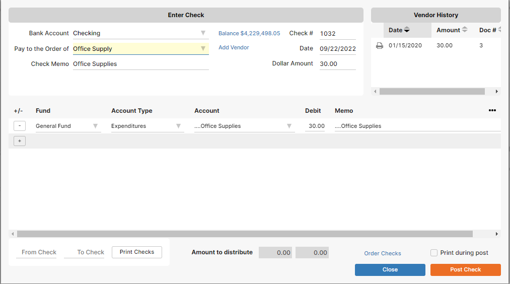screenshot of changes to IconCMO check writing window