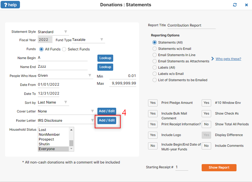 Screenshot of the contribution statement letter is found in IconCMO