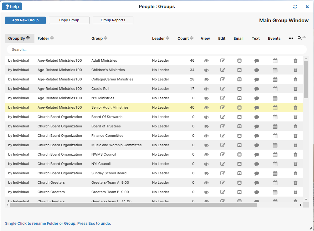 Shows the interface for choosing an individual group or a household group via two different list.