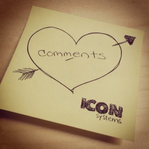 paper with heart and arrow, and the name of icon systems on it. iconcmo church software loves blog comments 3