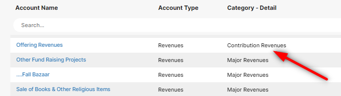 Chart of Accounts - One Revenue Account show highlighted