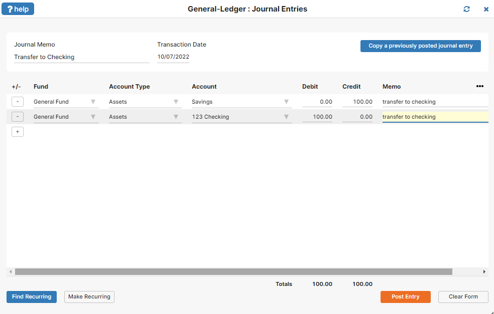 The IconCMO journal entry screen.