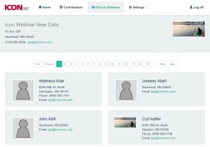 image of what a church directory looks like on IconCMO church management software using the church member portal.