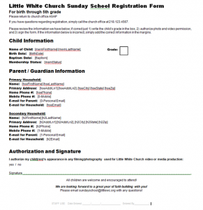 Figure three is a mail merge template document which includes several fields that are specified in the group export