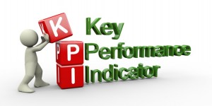 Key Performance Indicators commonly known as KPI. Each word spelled out in red and green.