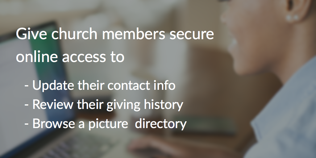 picture showing three reason to use the member port which are update their contact information, review their giving history and browse the directory all online.