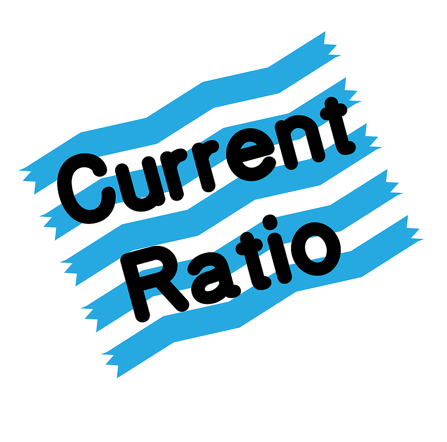 Current ratio stamp on white background. Sign label sticker.