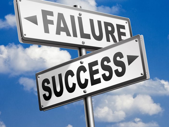 success or failure being successful in life and business road sign arrow 3D, illustration