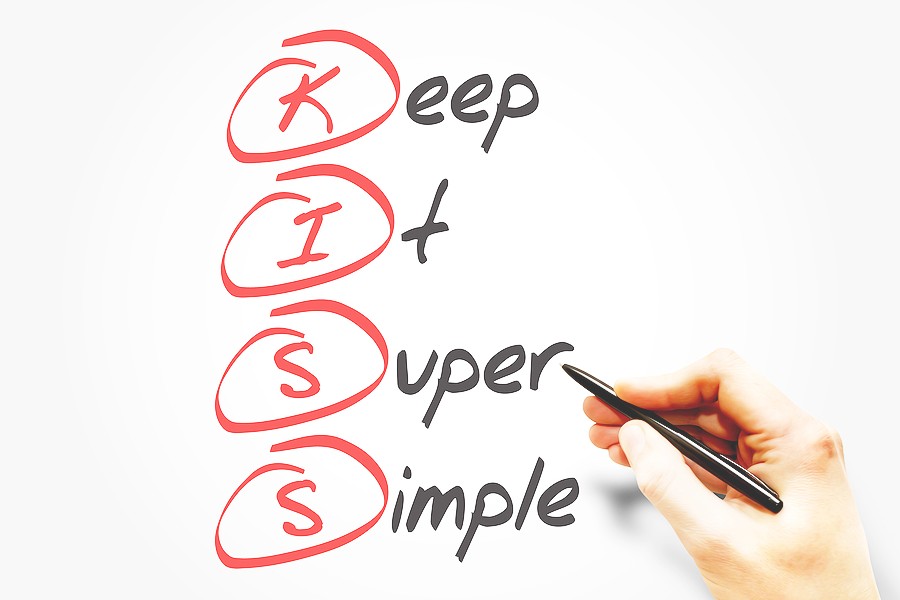 Choosing a church accounting software should be kept as super simple as possible as this picture show with the acronym KISS which means Keep it Supper Simple. It has red lettering and black lettering with each word spelled out.