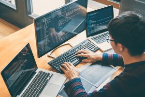 Individual working on multiple computers