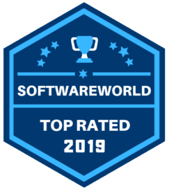 Software World top rated 2019 badge for their church software review.