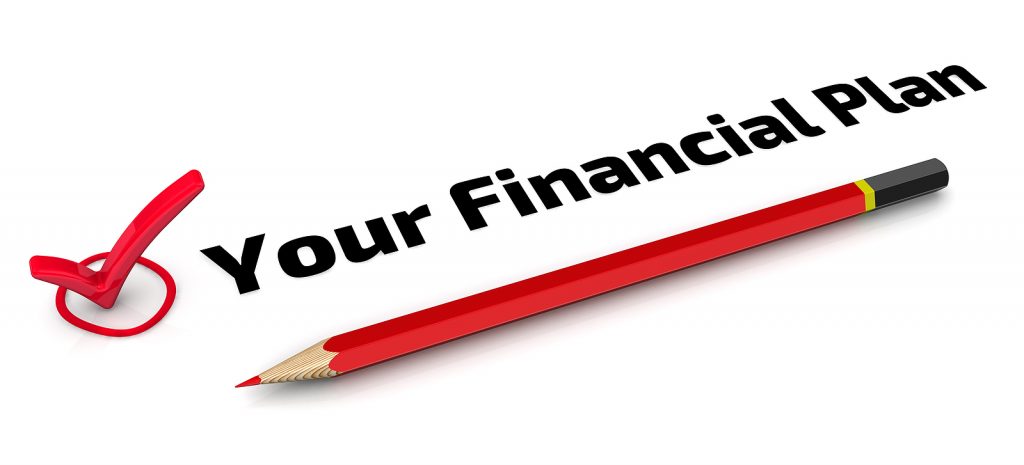 Text with the words "Your Financial Plan" along with a red pencil under the words and a red check mark to the left of the words illustrating how churches should be managing church finances. 