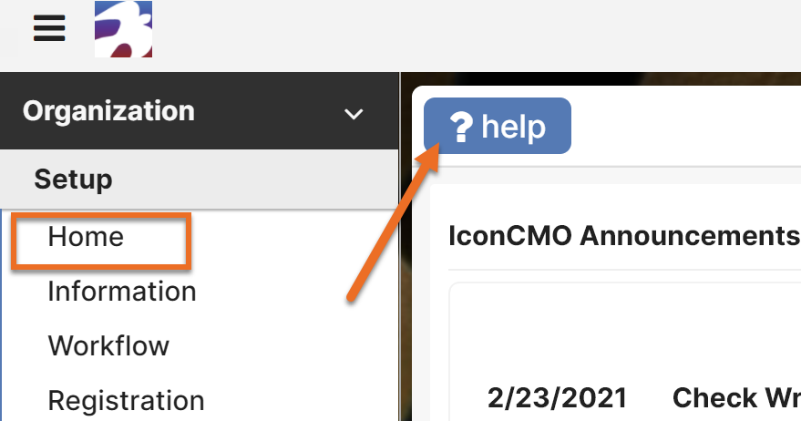 IconCMO Church Software Help and Training The help button on our home screen brings you into the IconCMO self training hub.