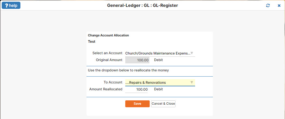 GL register Fix accounting mistake - wrong account