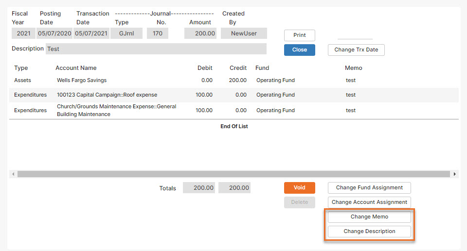 GL change information Fix accounting mistake - bad memo or description