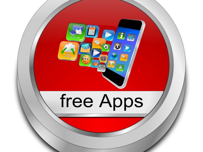 colorful free apps button that has a phone and several icons