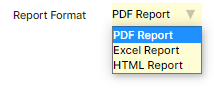 screen capture shows the HTML option for reporting